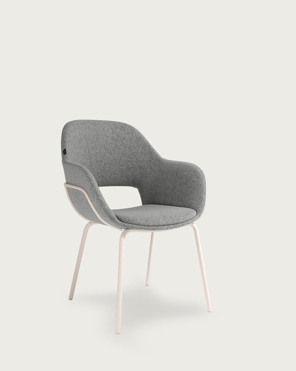 Silla de comedor Oliva tapizada - Tapizado Gris - Patas Metálicas marfil
