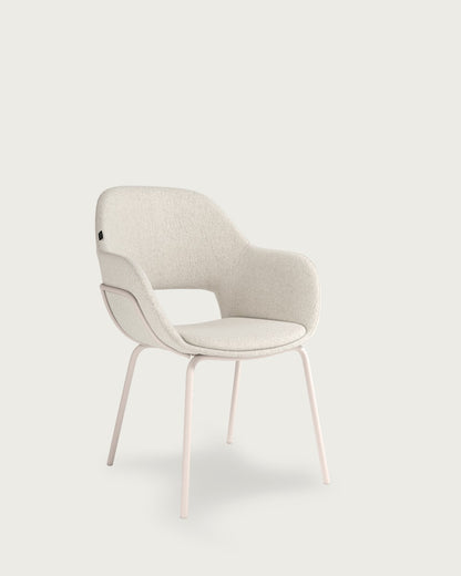Silla de comedor Oliva tapizada - Tapizado Nácar - Patas Metálicas marfil