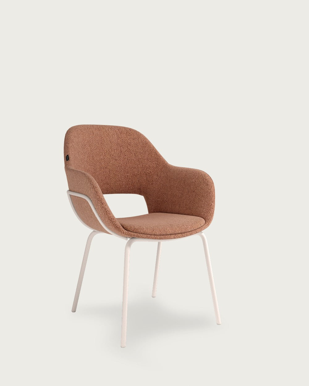 Silla de comedor Oliva tapizada - Tapizado Salmón - Patas Metálicas marfil