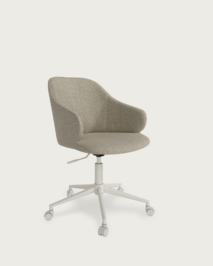 Silla de oficina Poniente tapizada - Tapizado Marrón - Patas Metálicas blancas
