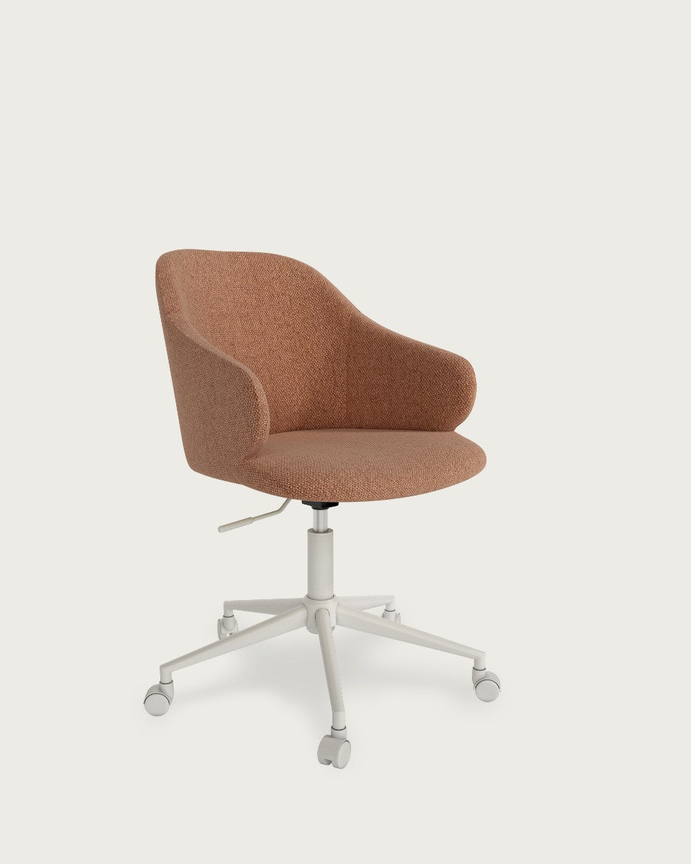 Silla de oficina Poniente tapizada - Tapizado Salmón - Patas Metálicas blancas