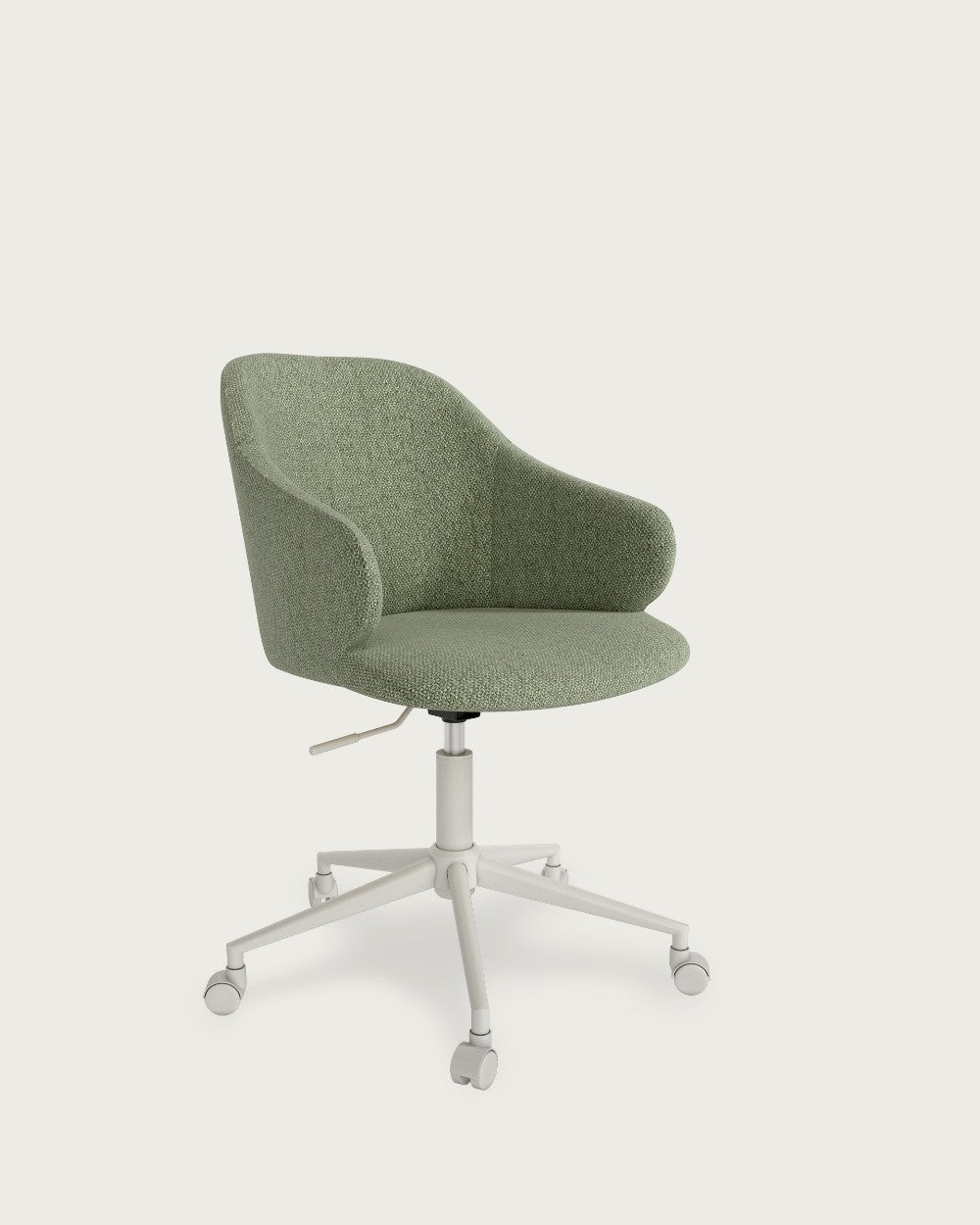 Silla de oficina Poniente tapizada - Tapizado Verde - Patas Metálicas blancas