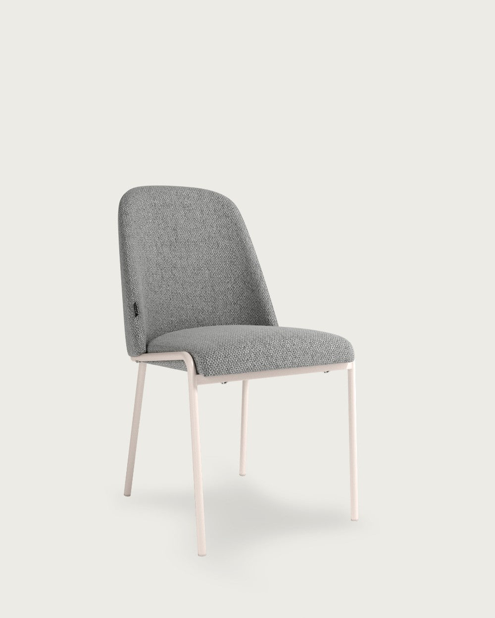 Juego de 4 sillas de comedor Utiel tapizadas - Tapizado Gris - Patas Metálicas marfil