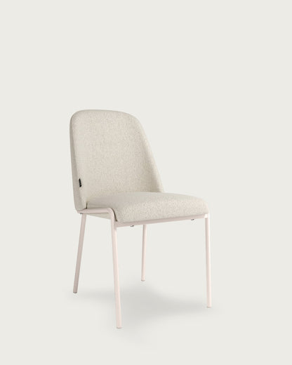 Juego de 4 sillas de comedor Utiel tapizadas - Tapizado Nácar - Patas Metálicas marfil