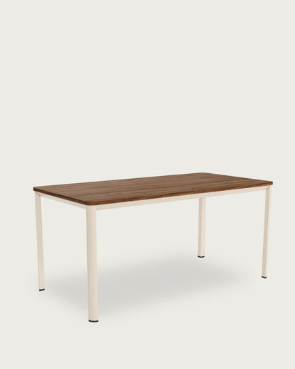 Mesa de comedor Flora - 180 × 90 cm - Sobre Java - Estructura metálica marfil