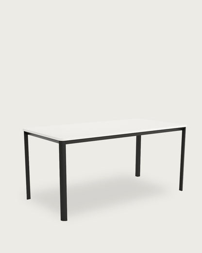 Mesa de comedor Flora - 180 × 90 cm - Sobre Blanco Extra - Estructura metálica negra