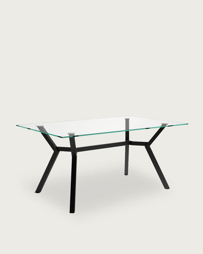 Mesa de comedor Arista - 180 × 100 cm - Sobre Cristal Transparente - Estructura metal negra