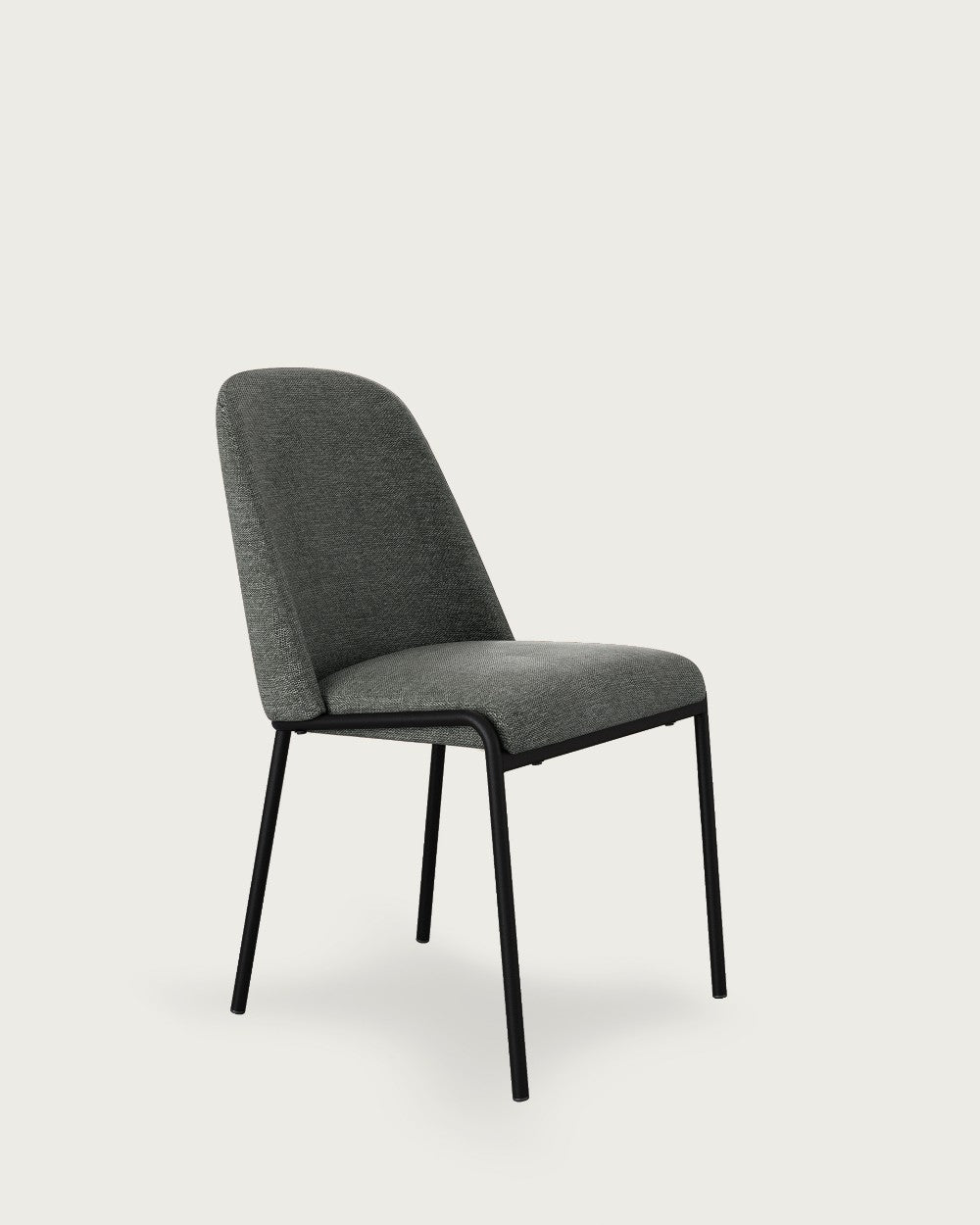 Juego de 4 sillas de comedor Turia tapizadas - Tapizado Gris - Patas Metálicas negras