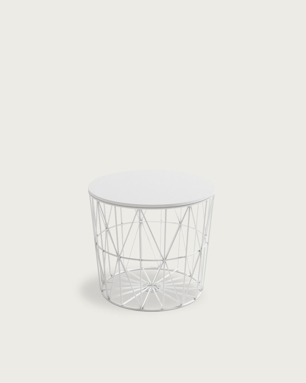 Mesa auxiliar Elara - Ø 48 cm - Sobre Blanco Madera - Estructura metálica blanco