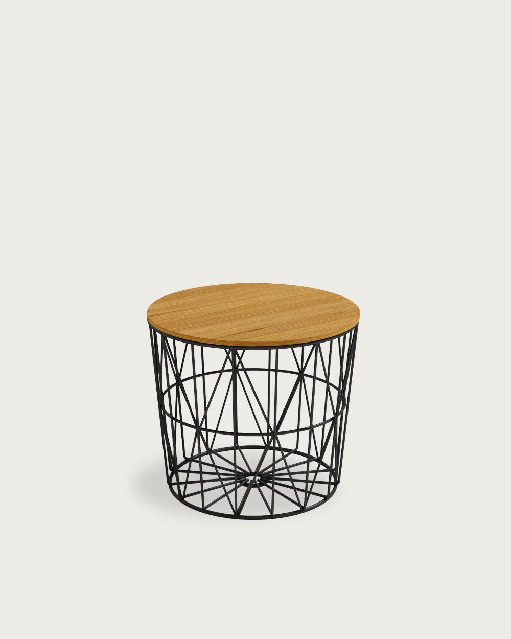 Mesa auxiliar Elara - Ø 48 cm - Sobre Roble Natural - Estructura metálica negra