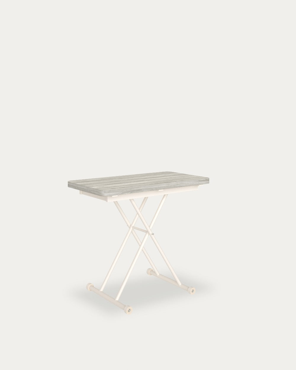 Mesa de comedor extensible Fénix - 48/96 × 90 cm - Sobre Artic - Estructura metálica marfil