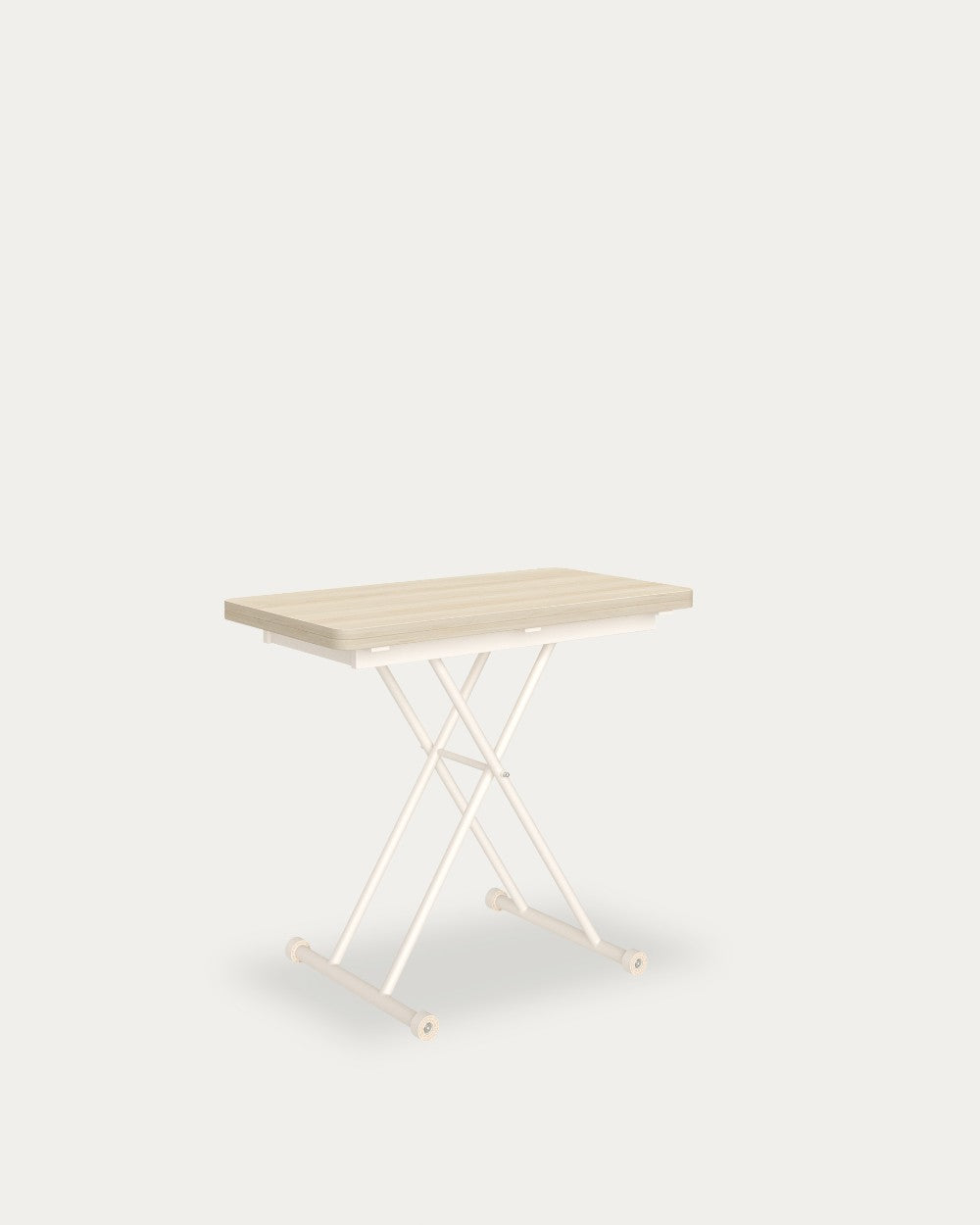 Mesa de comedor extensible Fénix - 48/96 × 90 cm - Sobre Olmo - Estructura metálica marfil