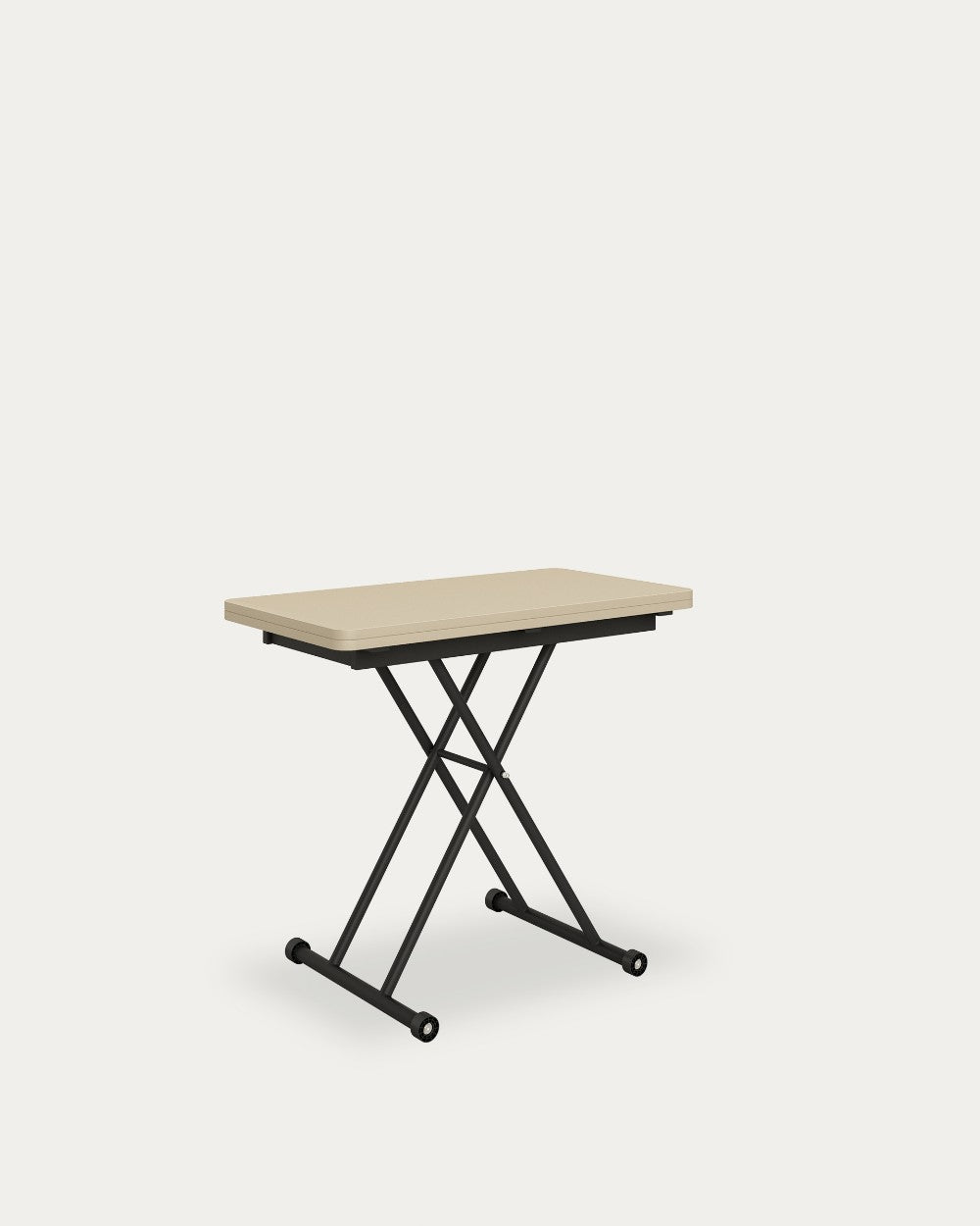 Mesa de comedor extensible Fénix - 48/96 × 90 cm - Sobre Perla - Estructura metálica negra