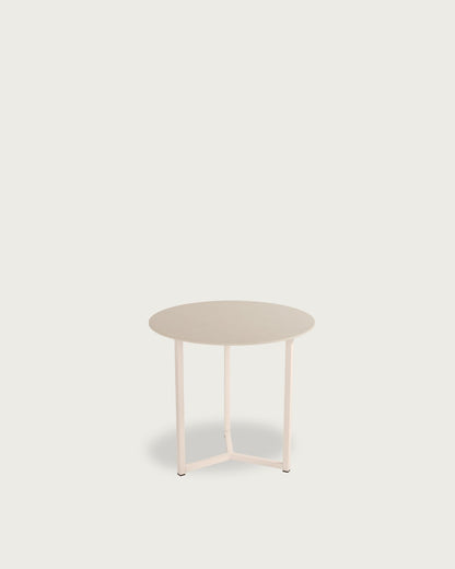 Mesa auxiliar Ícaro - Ø 50 cm - Sobre Arena - Estructura metálica marfil