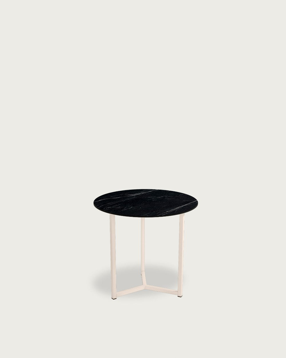 Mesa auxiliar Ícaro - Ø 50 cm - Sobre Marquina - Estructura metálica marfil