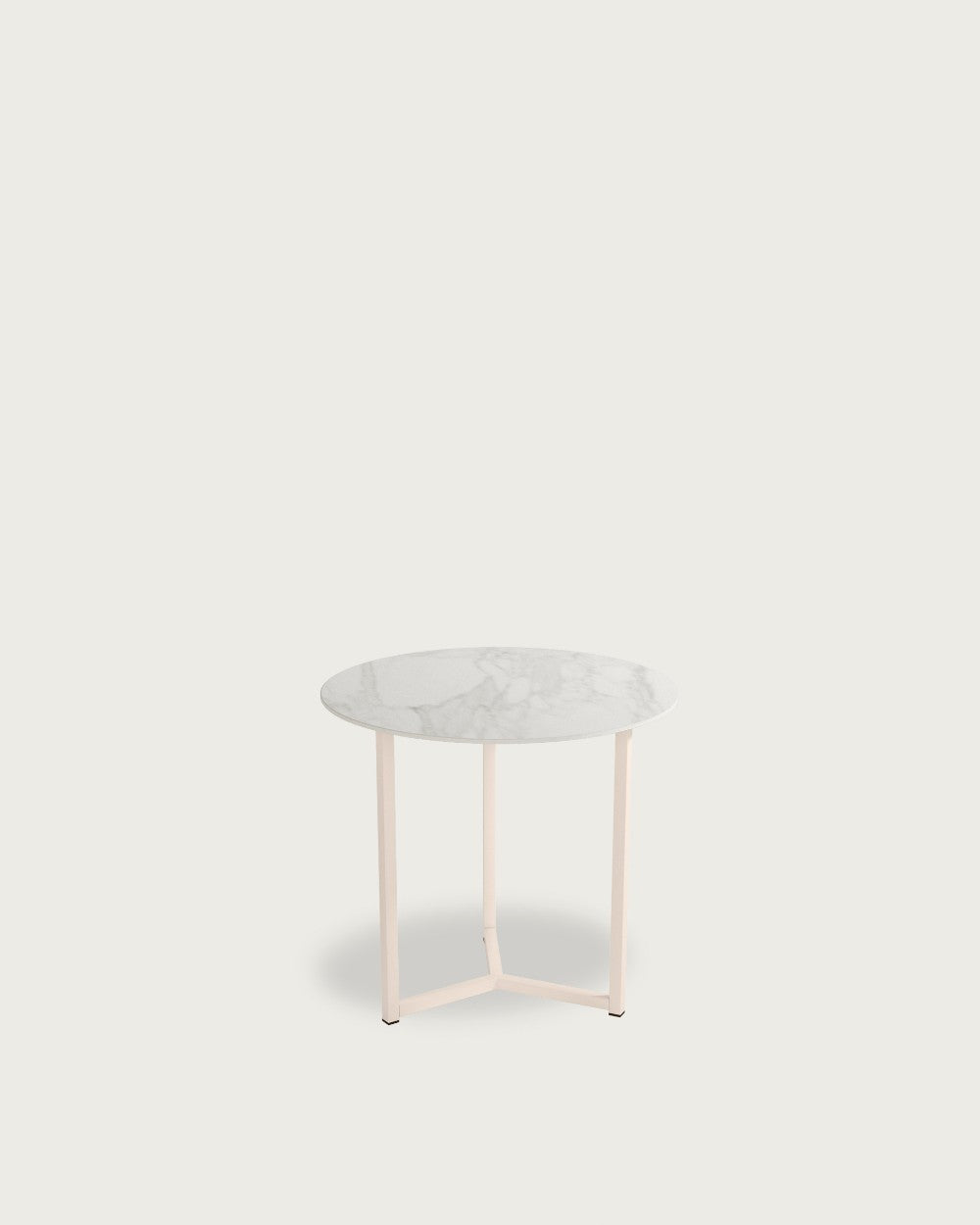 Mesa auxiliar Ícaro - Ø 50 cm - Sobre Carrara - Estructura metálica marfil
