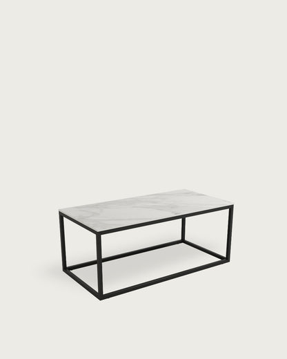 Mesa auxiliar Ícaro - 100 × 50 cm - Sobre Carrara - Estructura metálica negra