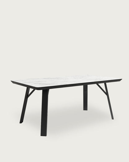 Mesa de comedor Jade - 180 × 90 cm - Sobre Carrara - Estructura metal negra
