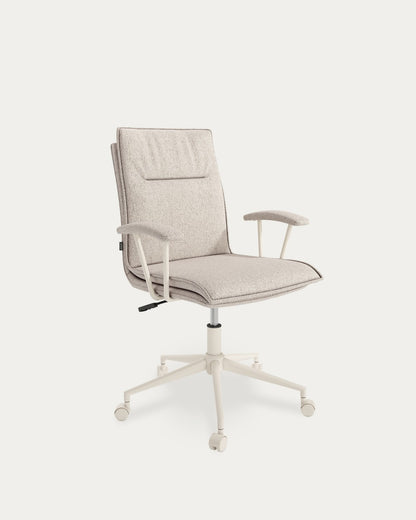 Silla de oficina Malvarrosa giratoria - Tapizado Marrón - Patas metálicas marfil