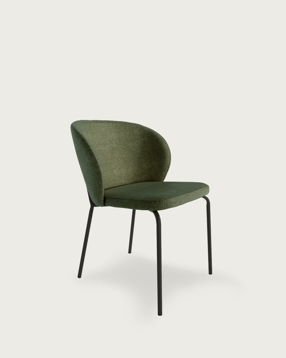 Juego de 4 sillas de comedor Morella tapizadas - Tapizado Verde - Patas Metálicas negras