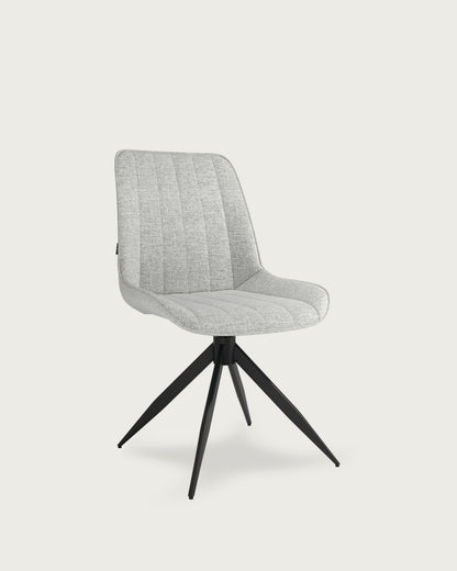 Silla de comedor Xàtiva giratoria - Tapizado Gris - Patas Metálicas negras · Variante 3