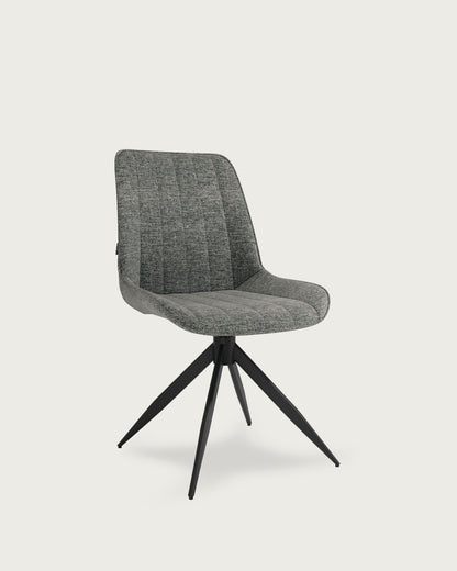 Silla de comedor Xàtiva giratoria - Tapizado Gris claro - Patas Metálicas negras
