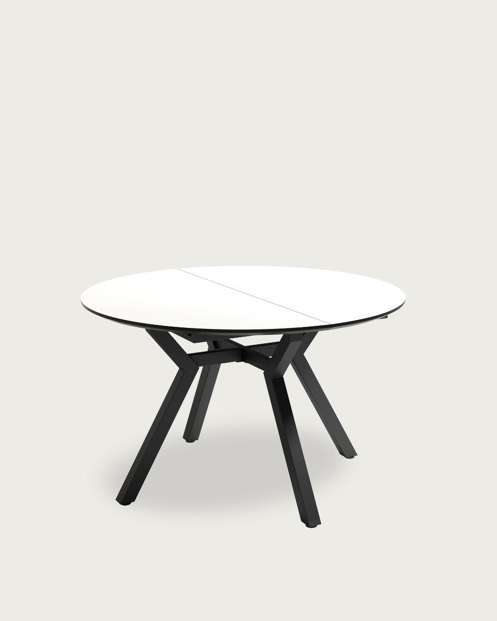 Mesa de comedor extensible Nébula - 120(160) × 120 cm - Sobre Soul Blanco - Estructura metal negra