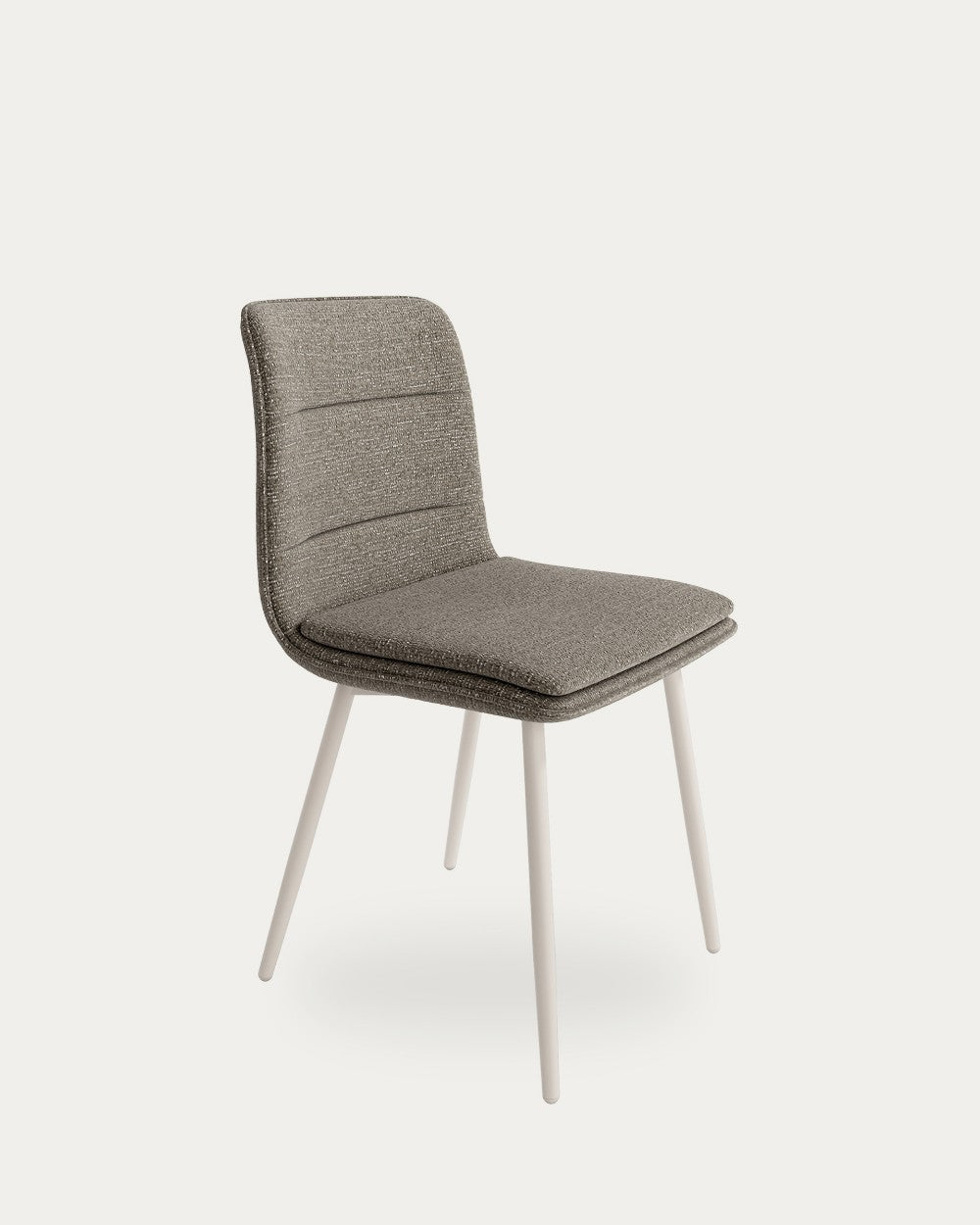 Juego de 4 sillas de comedor Paterna tapizadas - Tapizado Antracita - Estructura metálica marfil