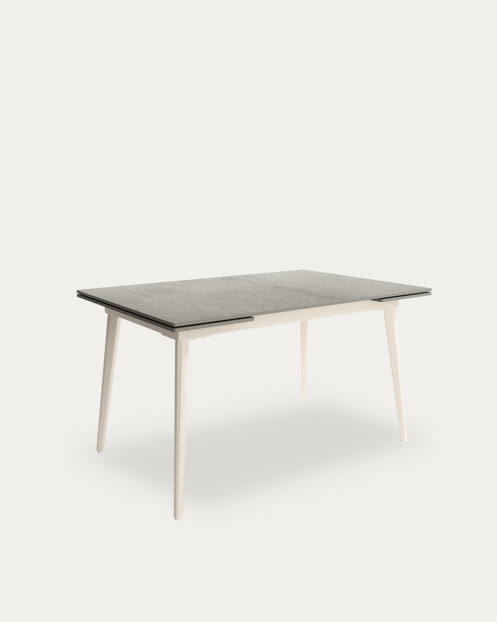 Mesa de comedor extensible Quilla - 140(200) × 90 cm - Sobre Porland - Estructura metálica marfil