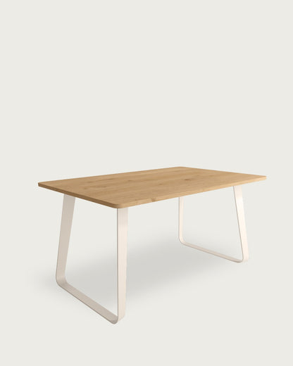 Mesa de comedor Tundra - 180 × 90 cm - Sobre Roble - Estructura metálica marfil