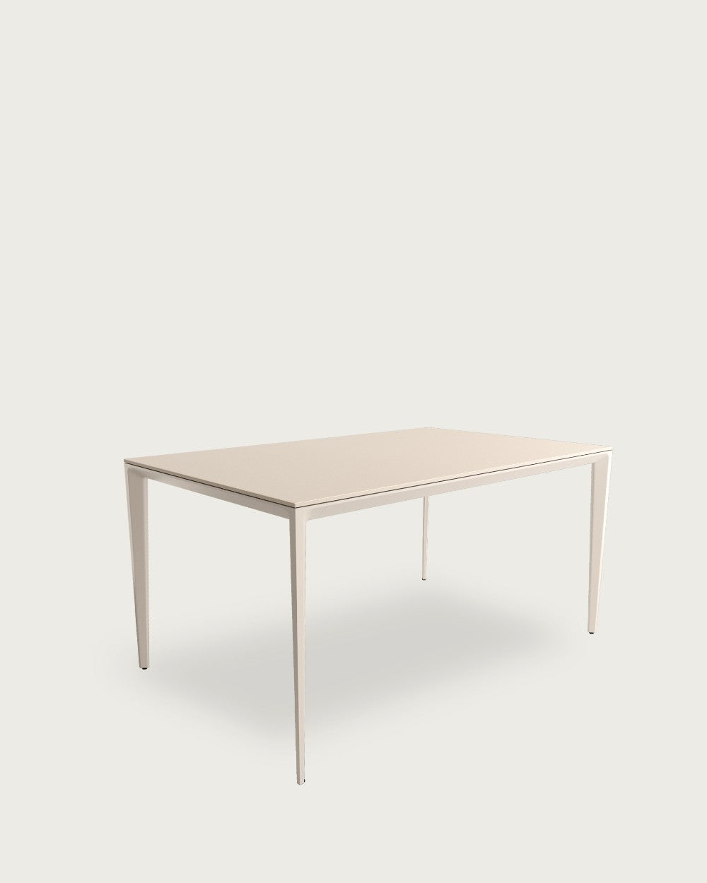 Mesa de comedor Aster - 180 × 90 cm - Sobre Arena - Estructura metal marfil