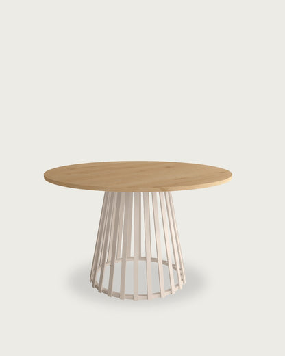 Mesa auxiliar Wadi - Ø 120 cm - Sobre Roble - Estructura metálica marfil