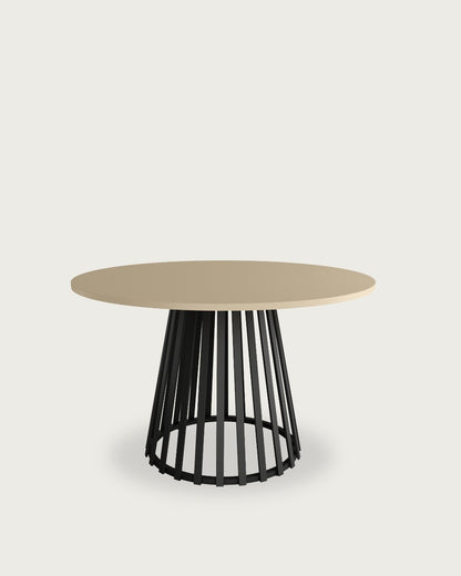 Mesa auxiliar Wadi - Ø 120 cm - Sobre Perla - Estructura metálica negra