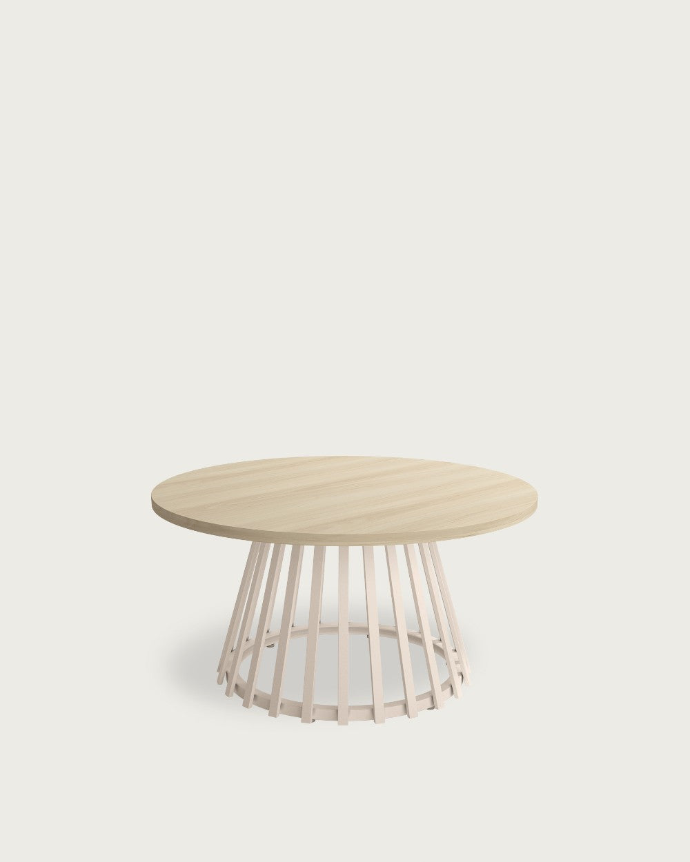 Mesa auxiliar Wadi - Ø 80 cm - Sobre Olmo - Estructura metálica marfil