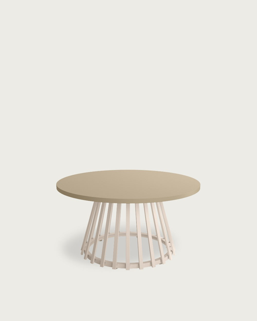 Mesa auxiliar Wadi - Ø 80 cm - Sobre Perla - Estructura metálica marfil