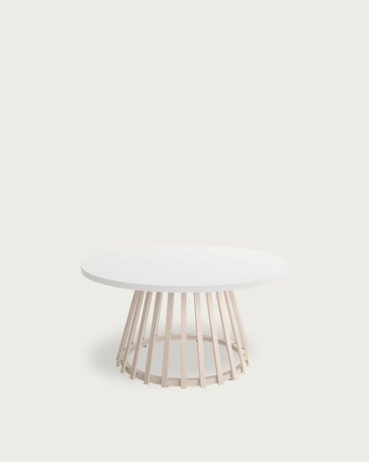 Mesa auxiliar Wadi - Ø 80 cm - Sobre Soul Blanco - Estructura metálica marfil