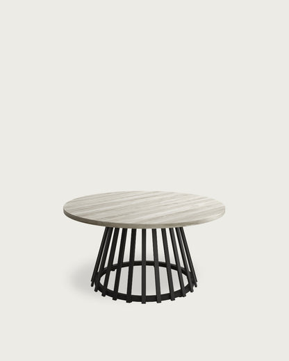 Mesa auxiliar Wadi - Ø 80 cm - Sobre Artic - Estructura metálica negra