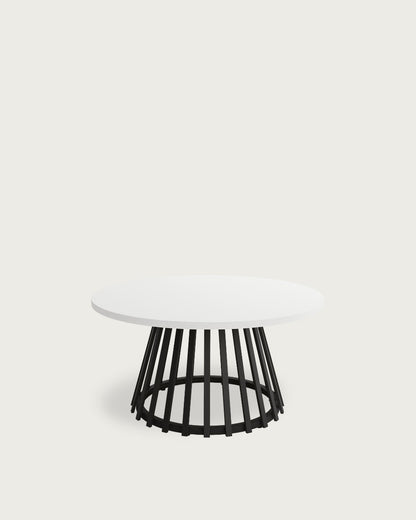 Mesa auxiliar Wadi - Ø 80 cm - Sobre Soul Blanco - Estructura metálica negra