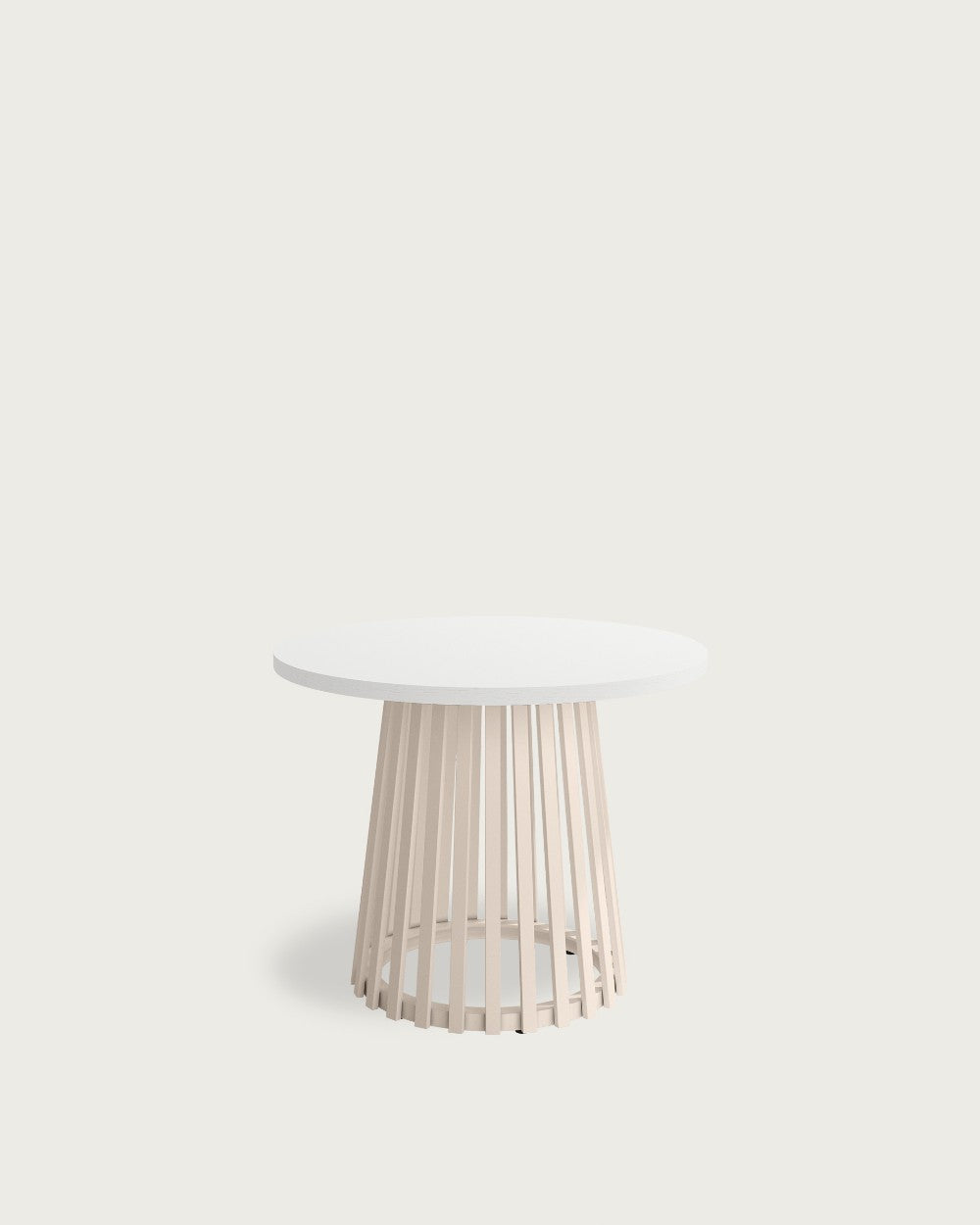 Mesa auxiliar Wadi - Ø 60 cm - Sobre Blanco Extra - Estructura metálica marfil
