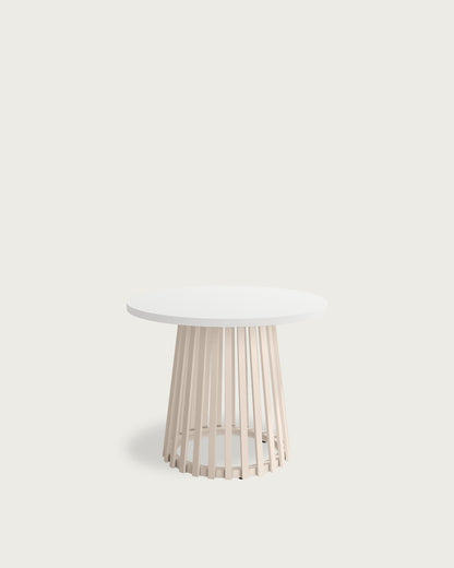 Mesa auxiliar Wadi - Ø 60 cm - Sobre Blanco Extra - Estructura metálica marfil