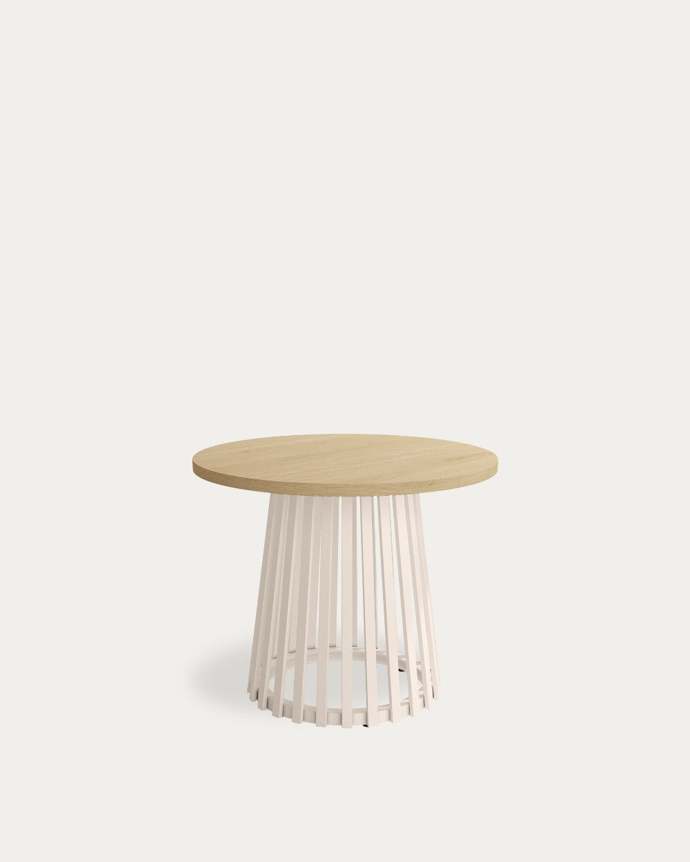 Mesa auxiliar Wadi - Ø 60 cm - Sobre Roble Natural - Estructura metálica marfil
