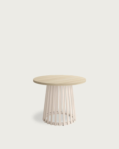 Mesa auxiliar Wadi - Ø 60 cm - Sobre Olmo - Estructura metálica marfil