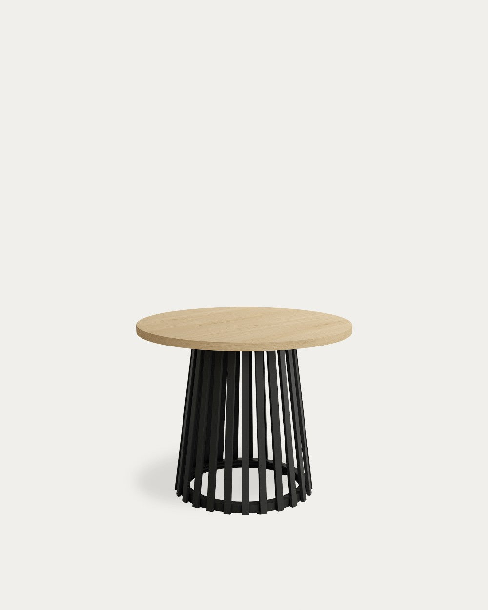 Mesa auxiliar Wadi - Ø 60 cm - Sobre Roble Natural - Estructura metálica negra