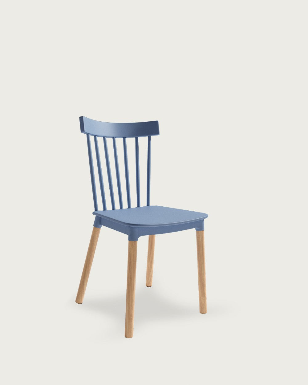 Juego de 4 sillas de cocina Godella tapizadas - Azulón - Patas madera