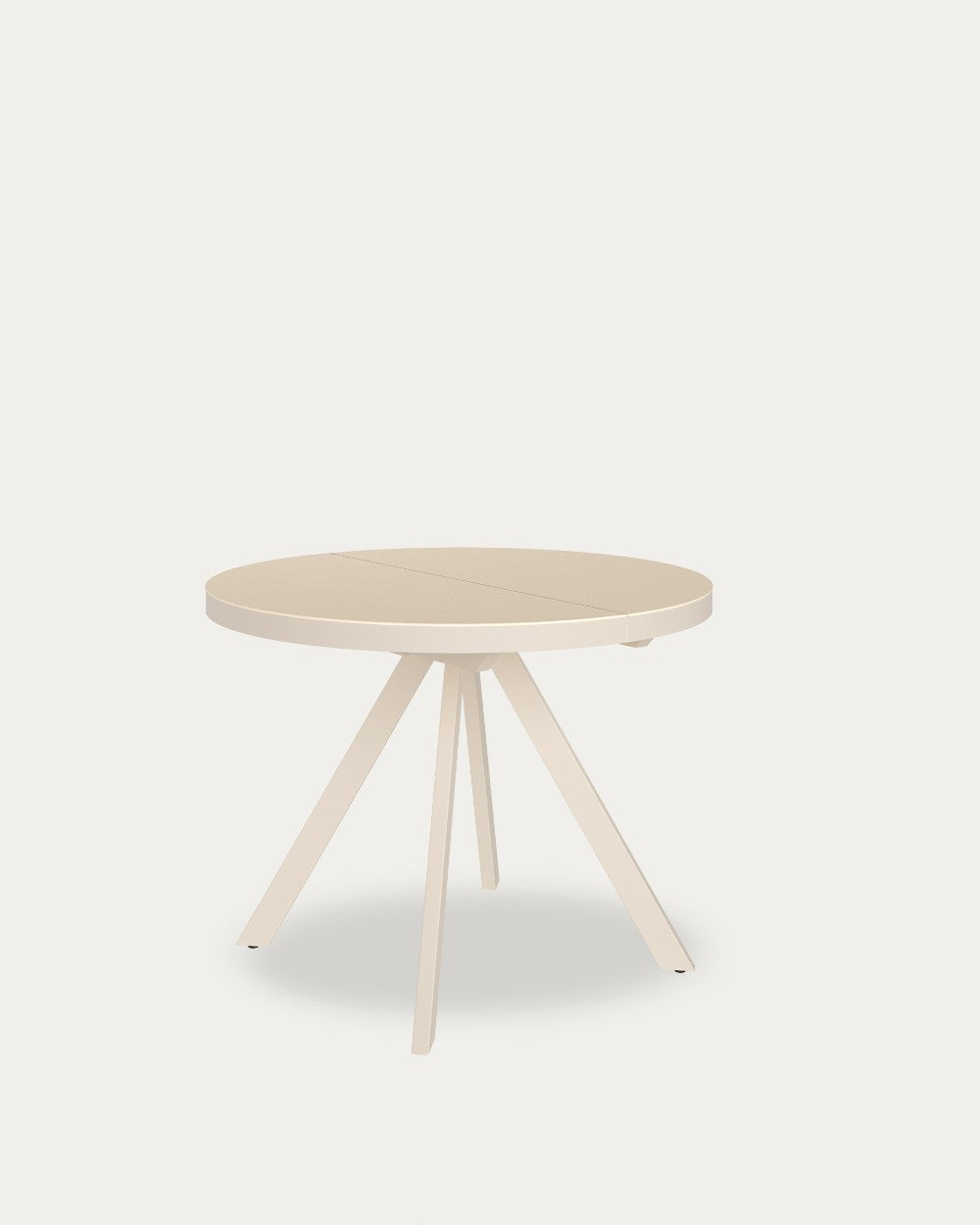 Mesa de comedor extensible Yara - ø 120/160 cm - Sobre Beige - Estructura metálica marfil