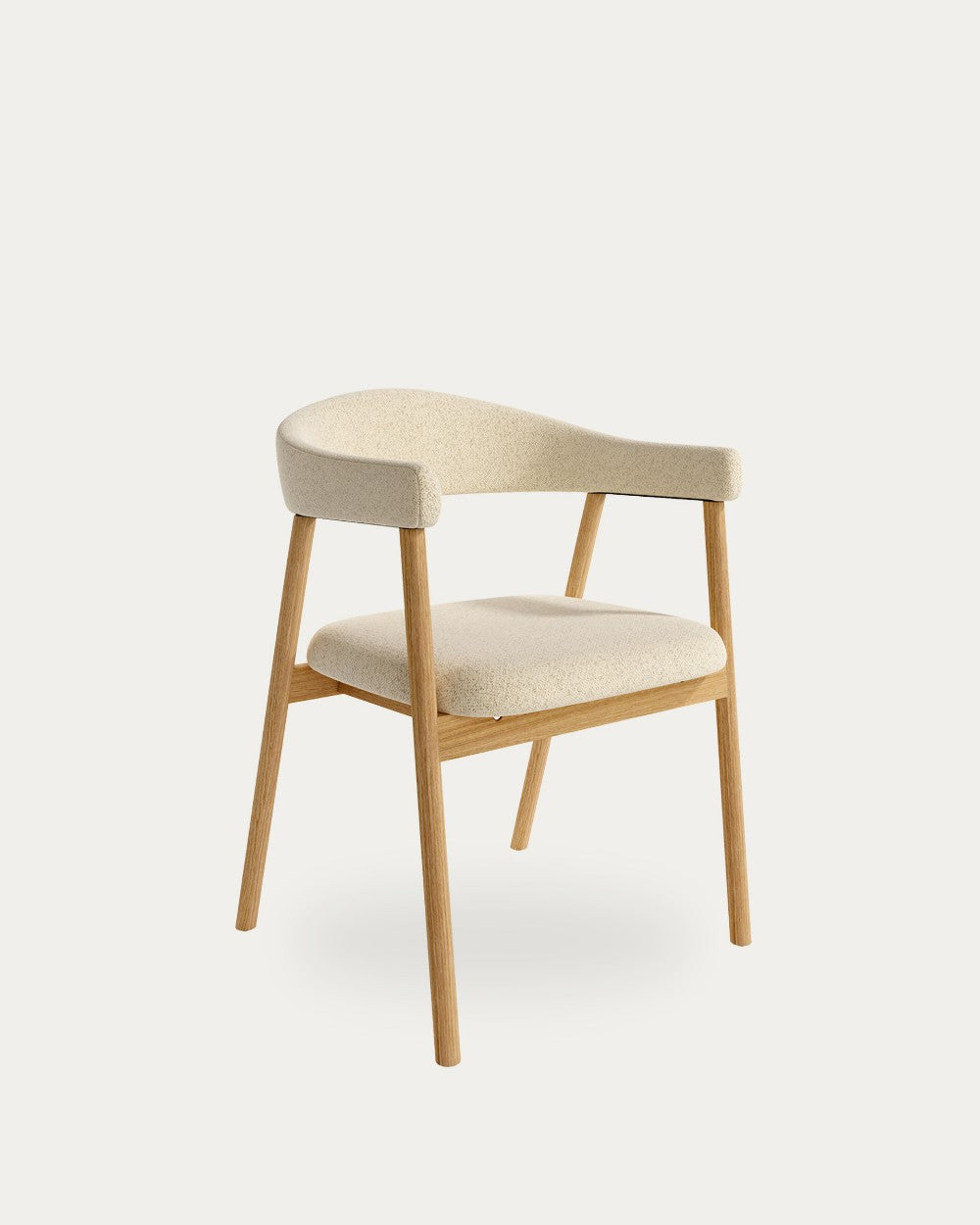 Juego de 2 sillas de comedor Museros tapizadas - Tapizado Marfil - Estructura de madera