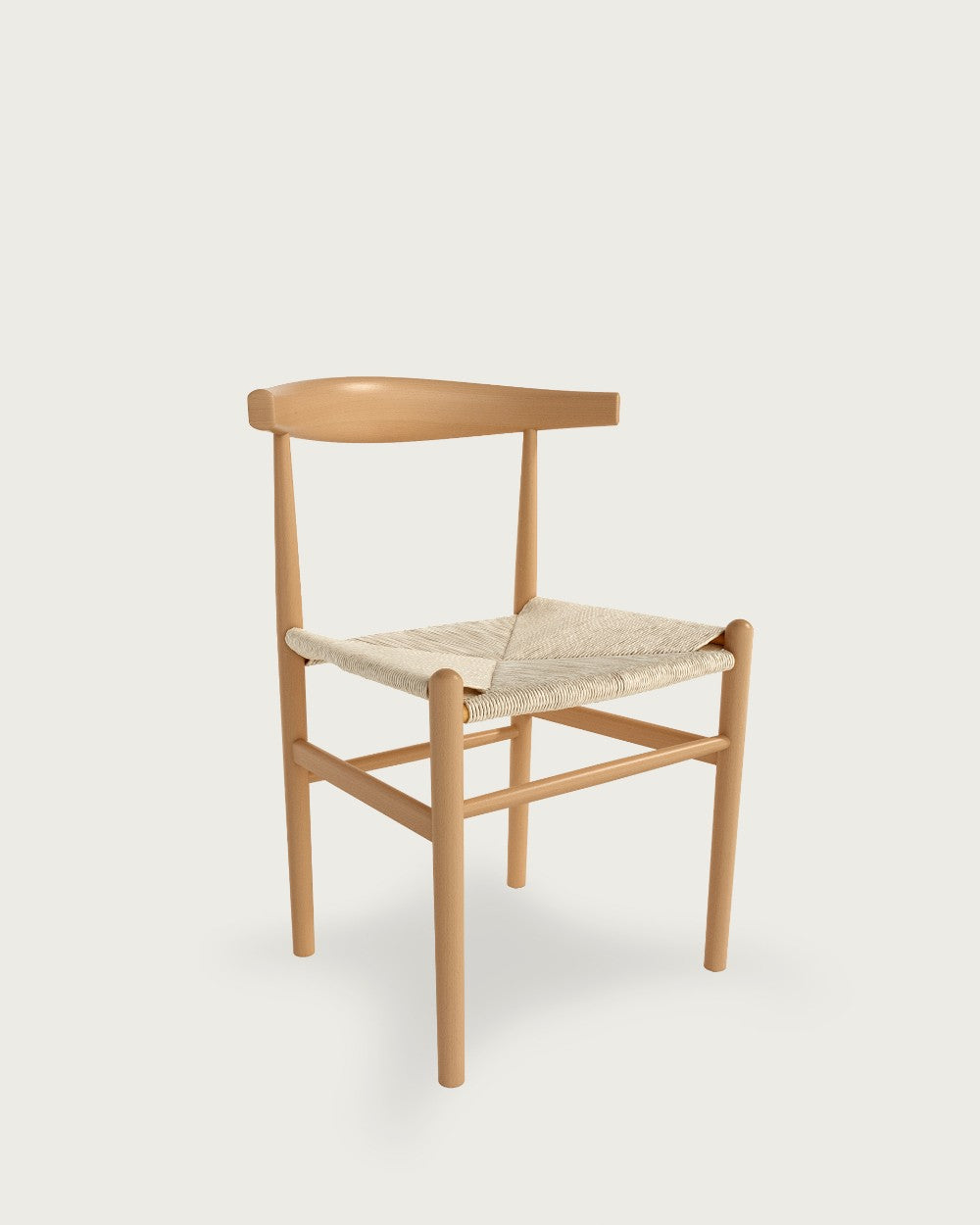 Juego de 2 sillas de comedor Alzira con respaldo de cuerda - Cuerda natural - Estructura Haya natural
