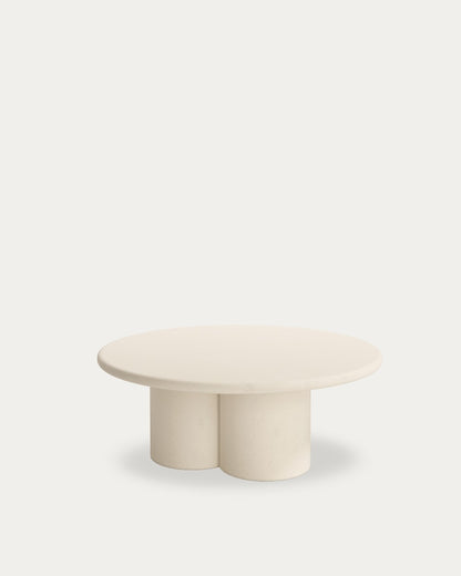 Mesa auxiliar Dorada - Ø 80 cm - Sobre Beige - Estructura Beige