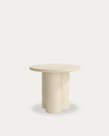 Mesa auxiliar Dorada - Ø 60 cm - Sobre Beige - Estructura Beige