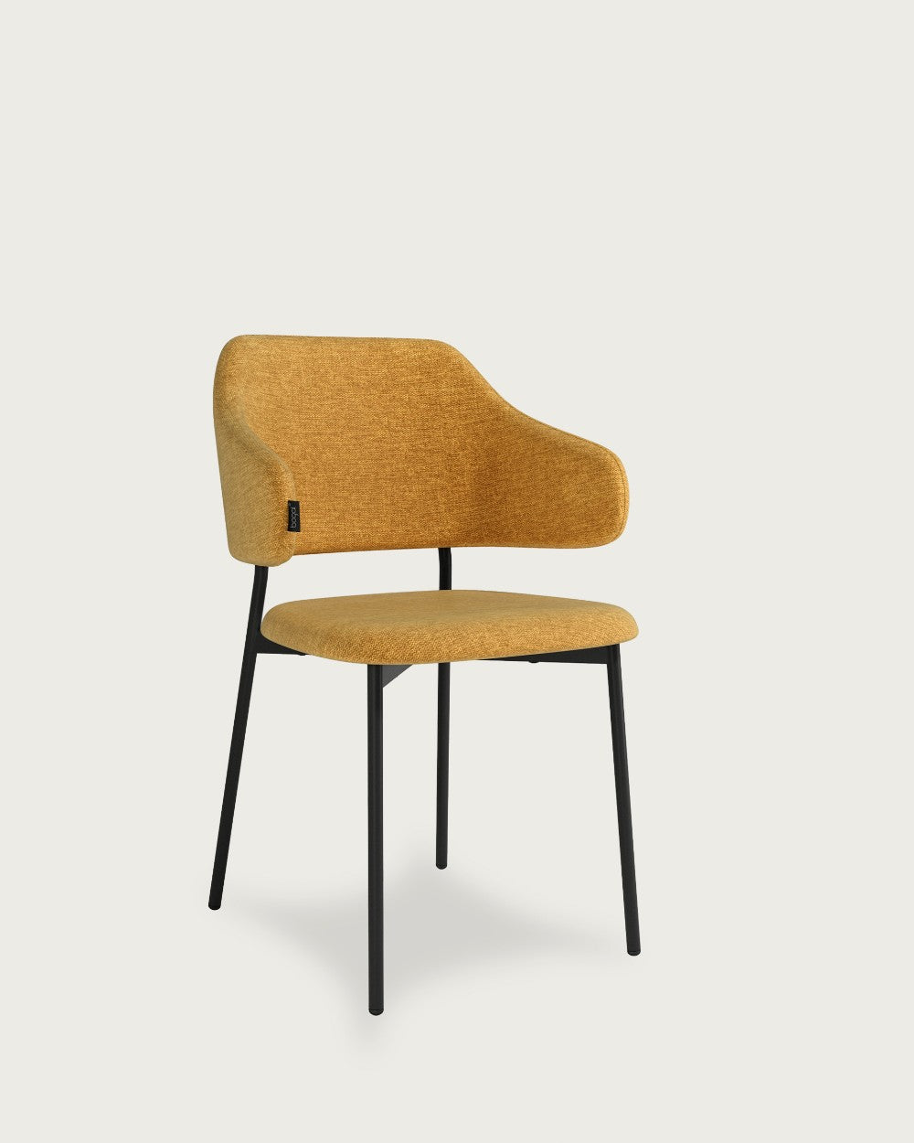 Juego de 4 sillas de comedor Carcaixent tapizadas - Tapizado Mostaza - Patas Metálicas negras